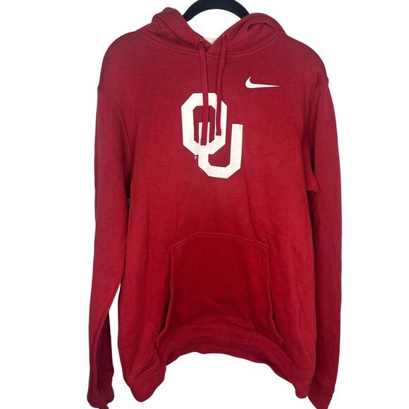 Nike OU Hoodie Size Medium Oklahoma Sooners Crimson Hooded Sweatshirt Kangaroo - Picture 1 of 5